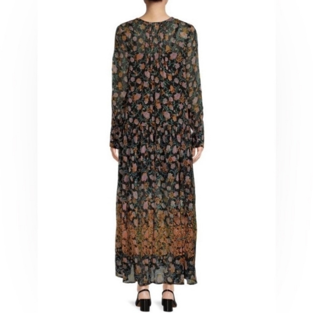 NWT Free People See It Through Floral Pleated Boho Maxi Dress Size Small - Picture 3 of 15